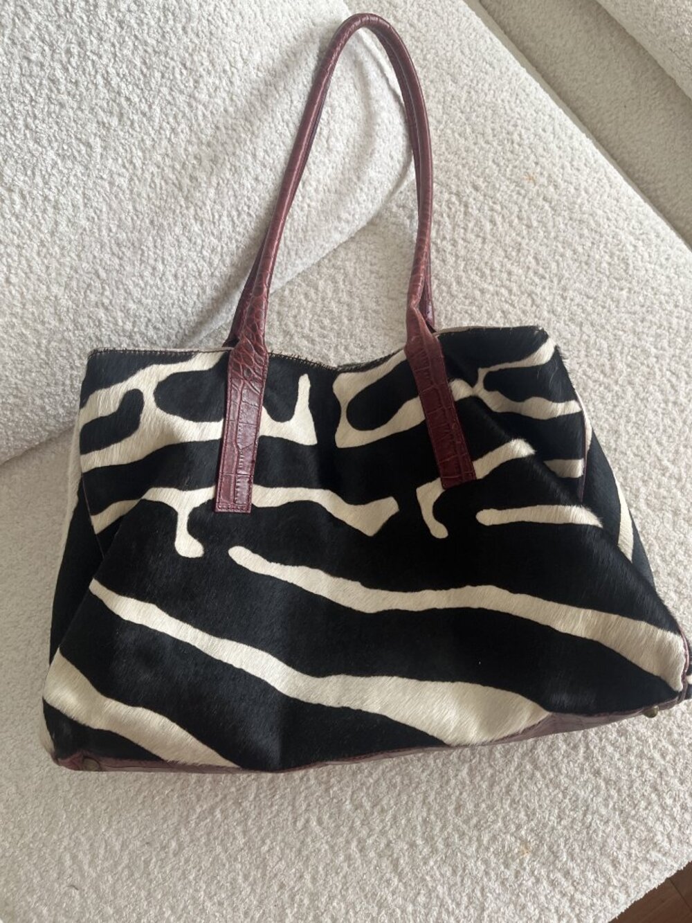 Large Maurizio Taiuti Zebra Print Pony Hair Tote - Picture 5 of 9